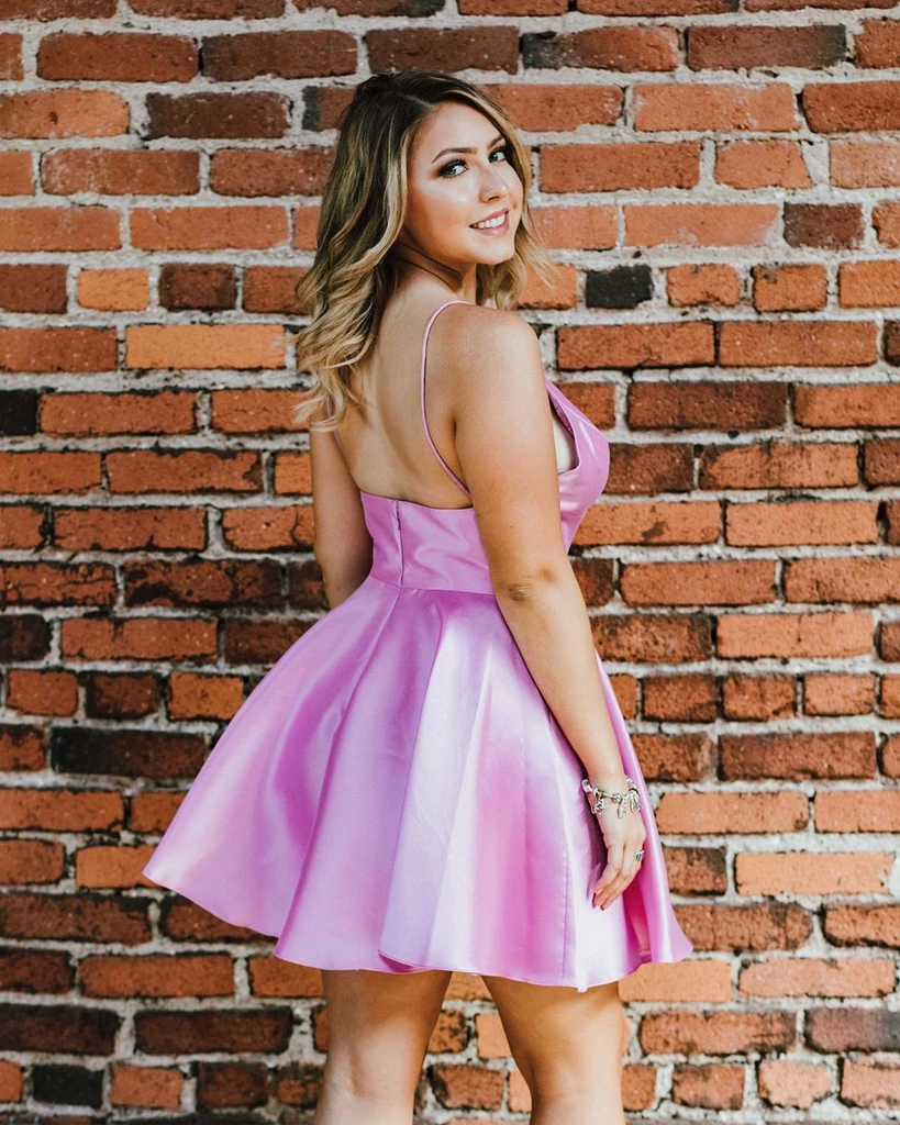 A-Line Unique Halter V-Neck Purple Glitter Tulle Short Homecoming Dres SELINADRESS A-Line Unique Halter V-Neck Purple Glitter Tulle Short Homecoming Dres SELINADRESS