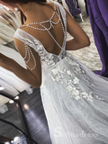 A-line V neck Applique Lace Wedding Dresses Rustic Bridal Gowns MLD002|Selinadress