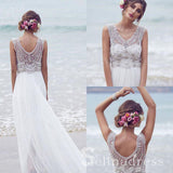 A-line V-neck Beautiful Beach Wedding Dresses Chiffon Short Train Sexy Bridal Gown SEW010|Selinadress