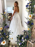 A-line V neck Boho Wedding Dresses See Through Rustic Wedding Dress KPY063|Selinadress