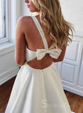 A-line V neck Cheap Long Prom Dress Bowknot Elegant Formal Dress #SED167