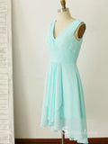 A-line V neck Knee Length Cheap Bridesmaid Dress Mint Green Bridesmaid Dresses BRD008|Selinadress