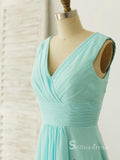 A-line V neck Knee Length Cheap Bridesmaid Dress Mint Green Bridesmaid Dresses BRD008|Selinadress