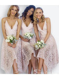 A-line V neck Lace Bridesmaid Dress Tea Length Cheap Bridesmaid Dresses BRD022|Selinadress