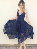 A-line V neck Lace Bridesmaid Dress Tea Length Cheap Bridesmaid Dresses BRD022|Selinadress