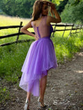A-line V neck Lavender Beaded Short Prom Dress Homecoming Dresses #MHL2893|Selinadress