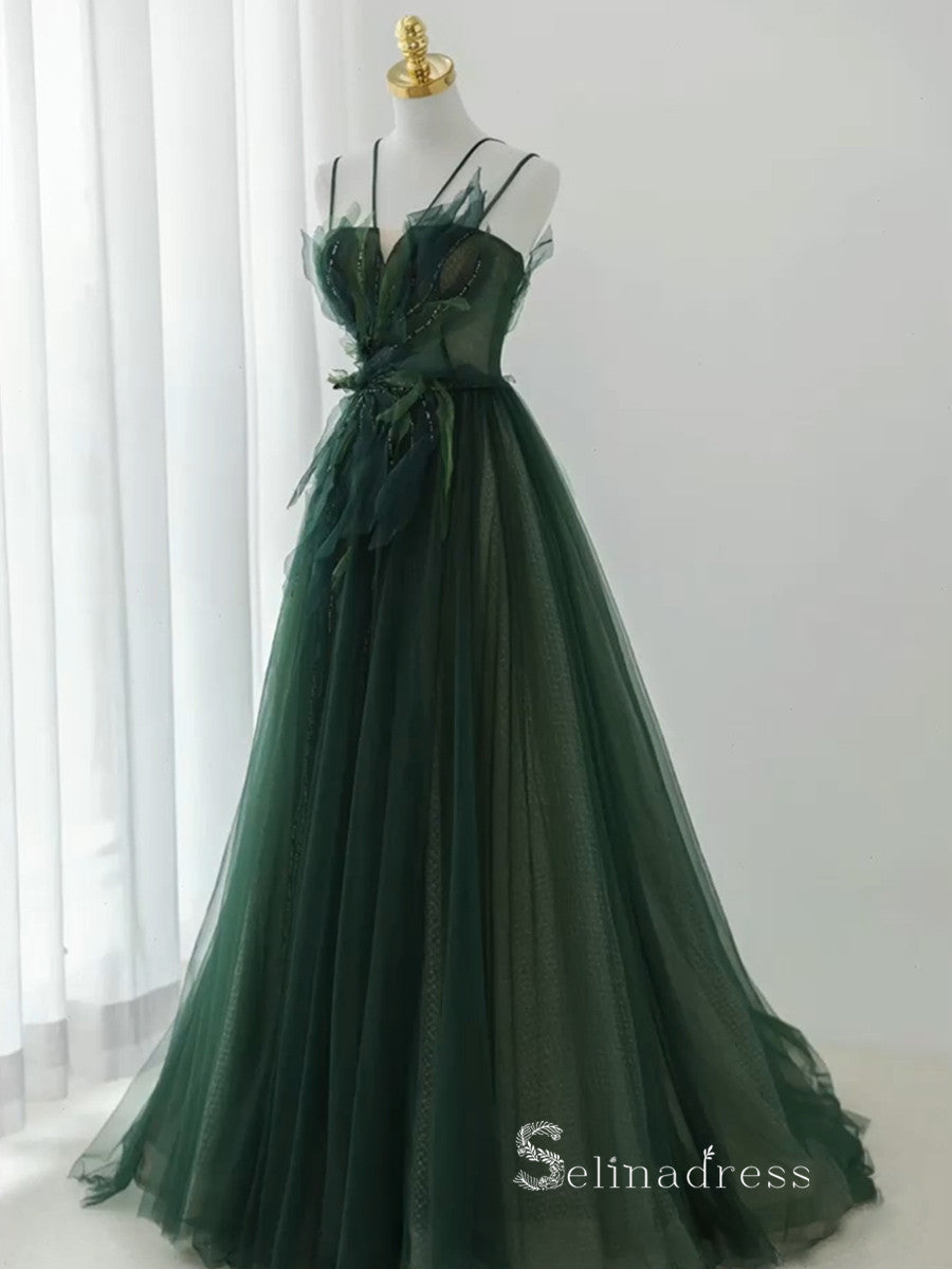 A-line V neck Long Prom Dress Modest Green Beaded Evening Dresses GKF0 SELINADRESS A-line V neck Long Prom Dress Modest Green Beaded Evening Dresses GKF0 SELINADRESS