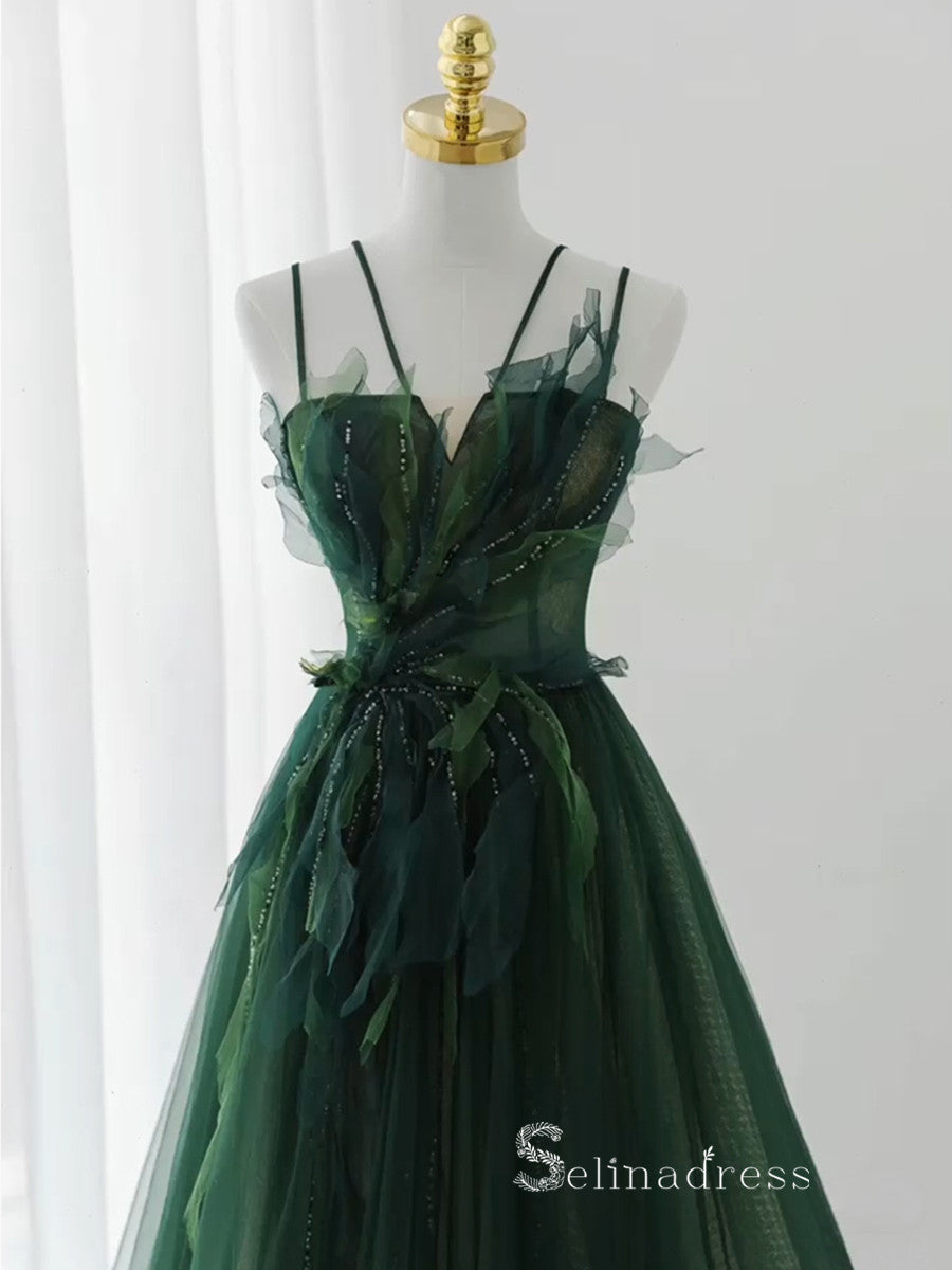 A-line V neck Long Prom Dress Modest Green Beaded Evening Dresses GKF0 SELINADRESS A-line V neck Long Prom Dress Modest Green Beaded Evening Dresses GKF0 SELINADRESS