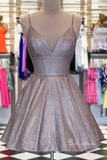 A-line V neck Spaghetti Straps Cheap Homecoming Dress Short Prom Dress RYU051|Selinadress