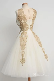 A-line Vintage Homecoming Dress Cheap Applique Short Prom Dress #MHL059|Selinadress