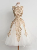 A-line Vintage Homecoming Dress Cheap Applique Short Prom Dress #MHL059|Selinadress