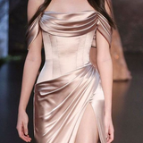 Chic Prom Dress Sheath/Column Off-the-shoulder Elegant Long Prom Dresses/Evening Dress SED481|Selinadress