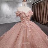 Ball Gown Beaded Floral Rose Pink Long Formal Dress Quincess Evening Dresses MLH06983|Selinadress