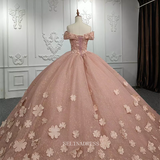 Ball Gown Beaded Floral Rose Pink Long Formal Dress Quincess Evening Dresses MLH06983|Selinadress