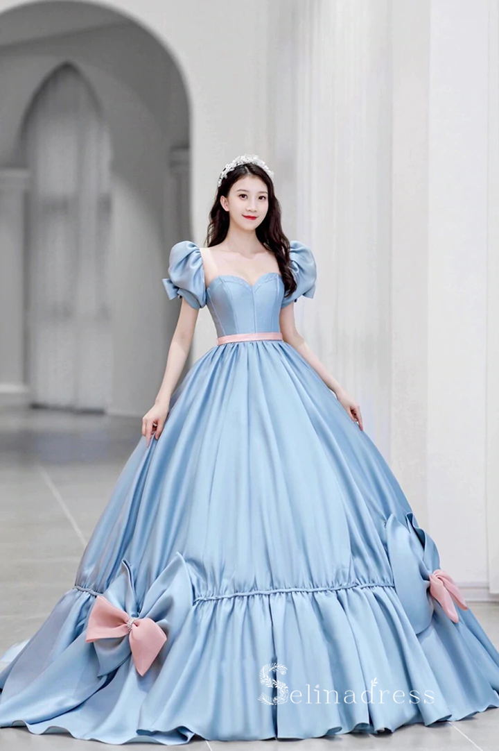 Ball Gown Long Prom Dress Satin A-line Cheap Sweet 16 Evening Gowns PO SELINADRESS Ball Gown Long Prom Dress Satin A-line Cheap Sweet 16 Evening Gowns PO SELINADRESS