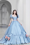 Ball Gown Long Prom Dress Satin A-line Cheap Sweet 16 Evening Gowns POL008|Selinadress