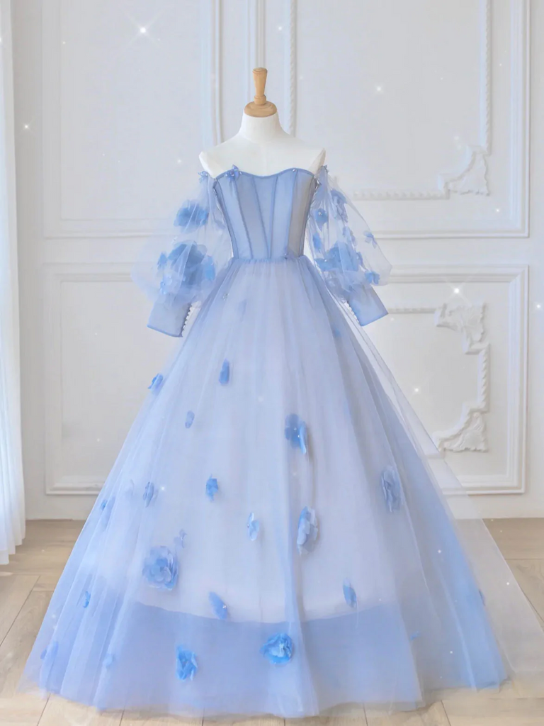 Ball Gown Long Sleeve Light Sky Blue Sweet 16 Dress Cheap Evening Dres SELINADRESS Ball Gown Long Sleeve Light Sky Blue Sweet 16 Dress Cheap Evening Dres SELINADRESS