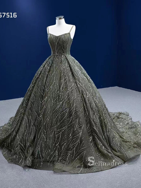 Ball Gown Spaghetti Straps Green Long Formal Dresses Wedding Dress Quinceanera Dresses RSM67516|Selinadress