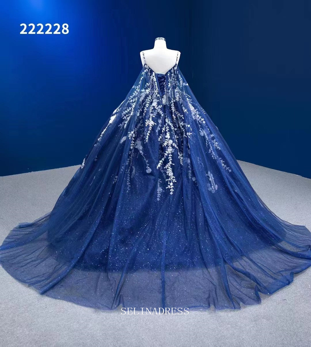 Ball Gown Spaghetti Straps Prom Dress Floral Ball Gown Blue Pageant Dr SELINADRESS Ball Gown Spaghetti Straps Prom Dress Floral Ball Gown Blue Pageant Dr SELINADRESS
