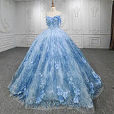 Blue Sweet 16 Princess Beading Lace Up Ball Gown Evening Dresses DY9853 Selinadress