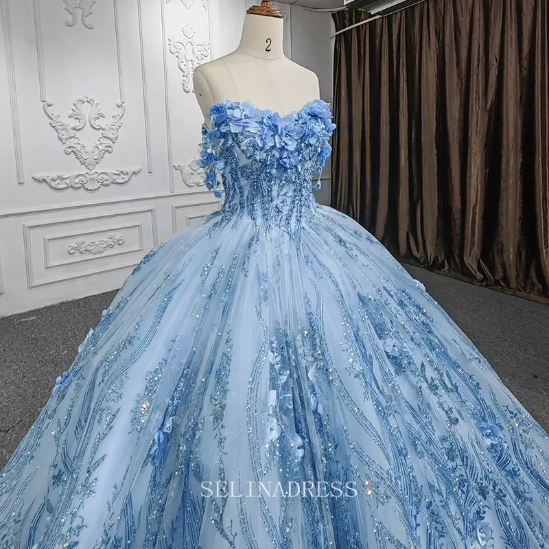 Blue Sweet 16 Princess Beading Lace Up Ball Gown Evening Dresses DY985 SELINADRESS Blue Sweet 16 Princess Beading Lace Up Ball Gown Evening Dresses DY985 SELINADRESS