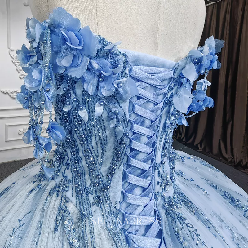 Blue Sweet 16 Princess Beading Lace Up Ball Gown Evening Dresses DY985 SELINADRESS Blue Sweet 16 Princess Beading Lace Up Ball Gown Evening Dresses DY985 SELINADRESS