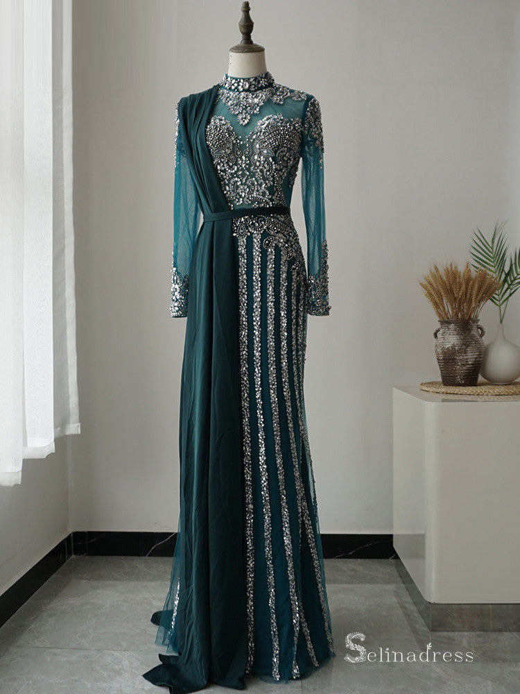 Burgundy Long Sleeve luxury Prom Dress Dubai Evening Formal Gown SC046 SELINADRESS Burgundy Long Sleeve luxury Prom Dress Dubai Evening Formal Gown SC046 SELINADRESS