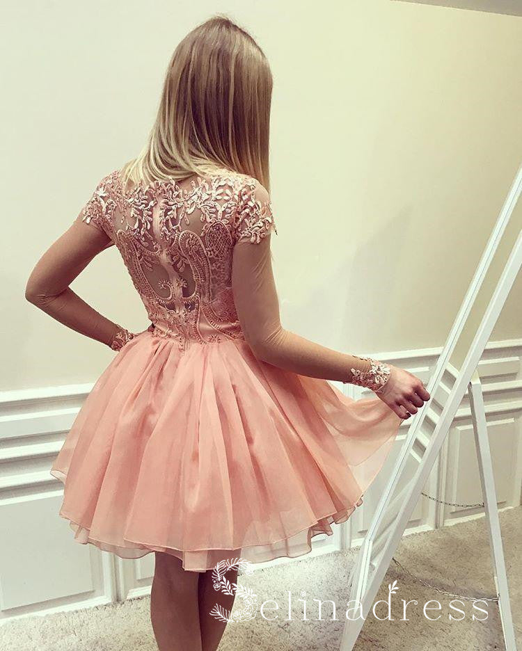 Charming A line Bateau Homecoming Dresses Long Sleeve Short Prom Dress SELINADRESS Charming A line Bateau Homecoming Dresses Long Sleeve Short Prom Dress SELINADRESS