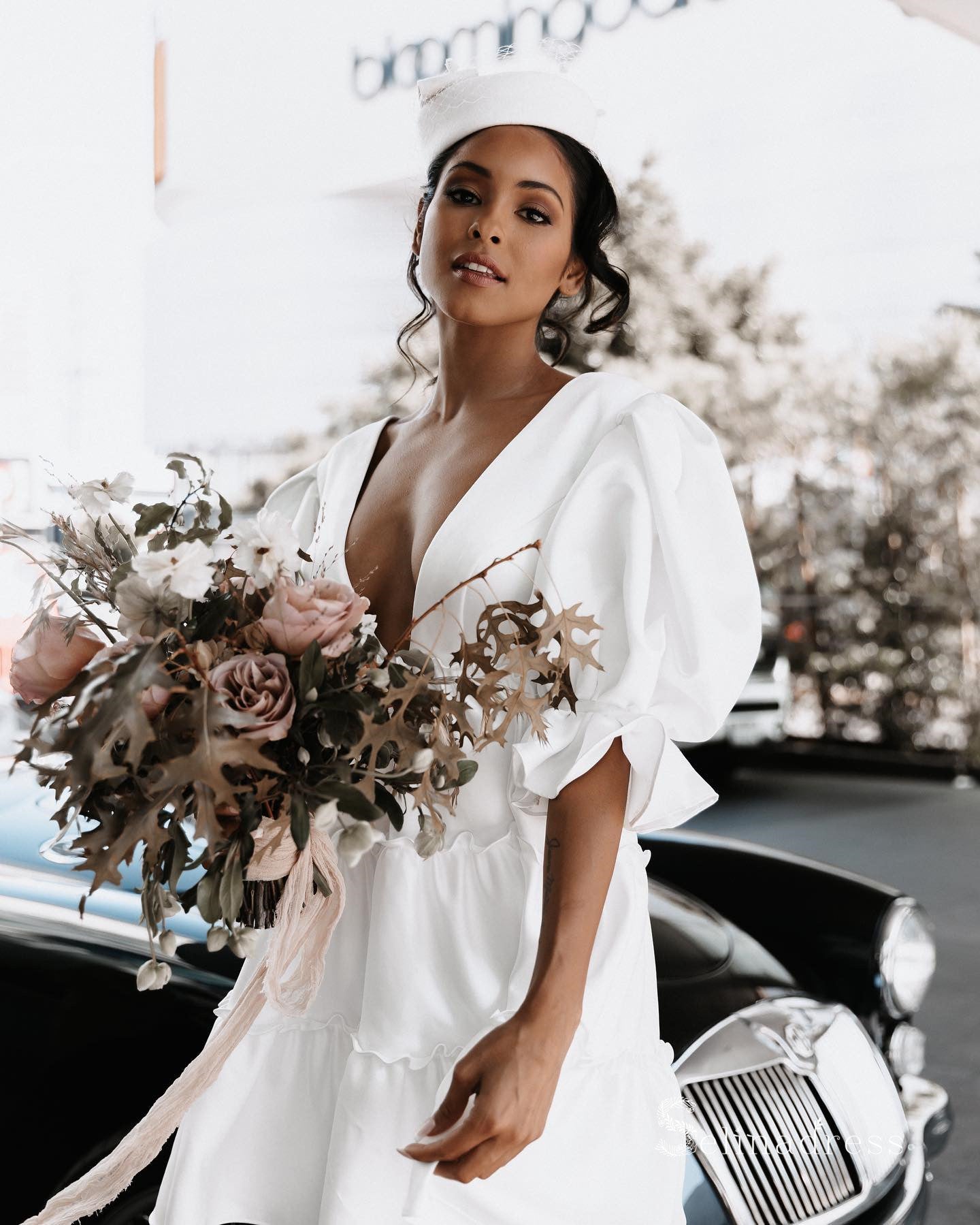 Chic A-line Deep V neck Wedding Dresses Short Simple Cheap Wedding Gow SELINADRESS Chic A-line Deep V neck Wedding Dresses Short Simple Cheap Wedding Gow SELINADRESS