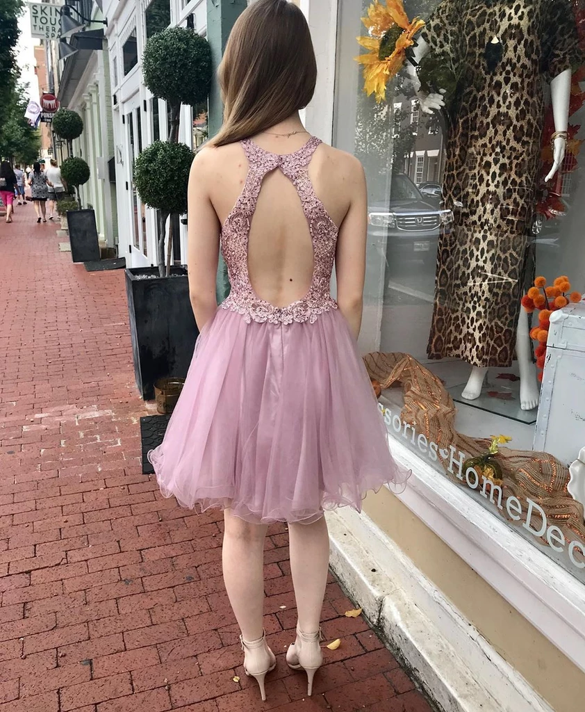 Chic A-Line Green Tulle Halter Short Homecoming Derss Backless #MHL082 SELINADRESS Chic A-Line Green Tulle Halter Short Homecoming Derss Backless #MHL082 SELINADRESS