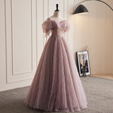 Chic A-line Off-the-shoulder Elegant Ball Gown Dusty Pink Beautiful Princess Dress Evening Dress #LOP289|Selinadress
