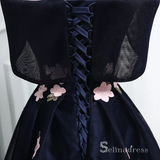 Chic A-line Off-the-shoulder Homecoming Dress Dark Navy Short Prom Dress MHL046|Selinadress