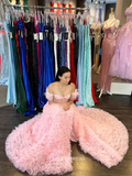 Chic A-line Off-the-shoulder Lilac Long Prom Dresses Ruffles Beaded Long Evening Dress Formal Dresses TKL037|Selinadress