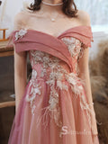 Chic A-line Off-the-shoulder Long Prom Dresses Applique Formal Gowns CBD180