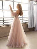 Chic A-line Off-the-shoulder Pearl Pink Long Prom Dress Evening Gowns MHL2801|Selinadress