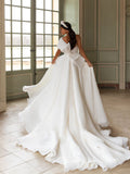 Chic A-line One Shoulder White Wedding Dresses WIth Big Bow Bridal Gowns CBD413|Selinadress