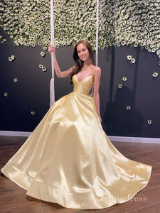 Chic A-line Spaghetti Straps Cheap Long Prom Dresses Satin Evening Dress CBD381