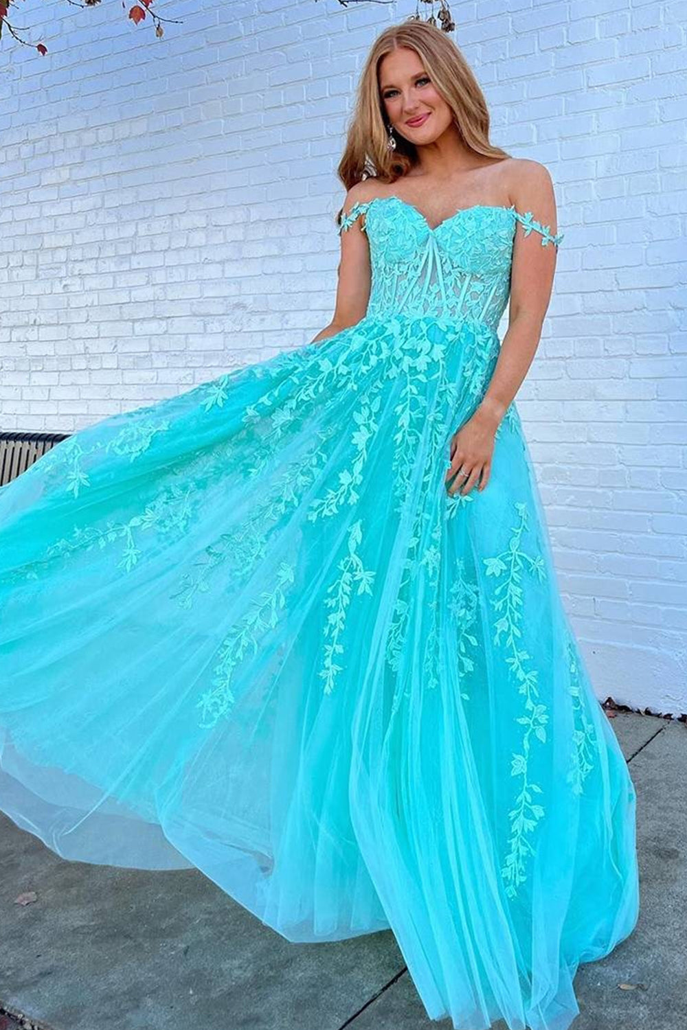 Chic A-Line Spaghetti Straps Hot Pink Applique Lace Prom Dress Elegant SELINADRESS Chic A-Line Spaghetti Straps Hot Pink Applique Lace Prom Dress Elegant SELINADRESS