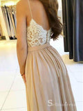 Chic A-line Spaghetti Straps Lace Prom Dresses Chiffon Lace Evening Dress MHL169|Selinadress
