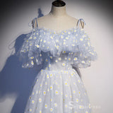 Chic A-line Spaghetti Straps Light Sky Blue Long Prom Dresses Evening Gowns CBD217|Selinadress