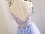 Chic A-line Spaghetti Straps Lilac Long Prom Dresses Beaded Evening Dress OSTY041|Selinadress