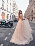 Chic A-line Spaghetti Straps Long Prom Dresses Aopplique Evening Dress CBD410|Selinadress