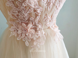 Chic A-line Spaghetti Straps Long Prom Dresses Applique Evening Dress OSTY040