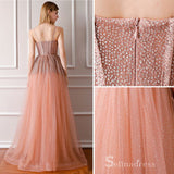 Chic A-line Spaghetti Straps Long Prom Dresses Sparkly Tulle Formal Gowns CBD213|Selinadress