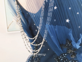 Chic A-line Spaghetti Straps Navy Blue Long Prom Dresses Cheap Prom Dresses Sparkly Evening Dress OSTY034|Selinadress