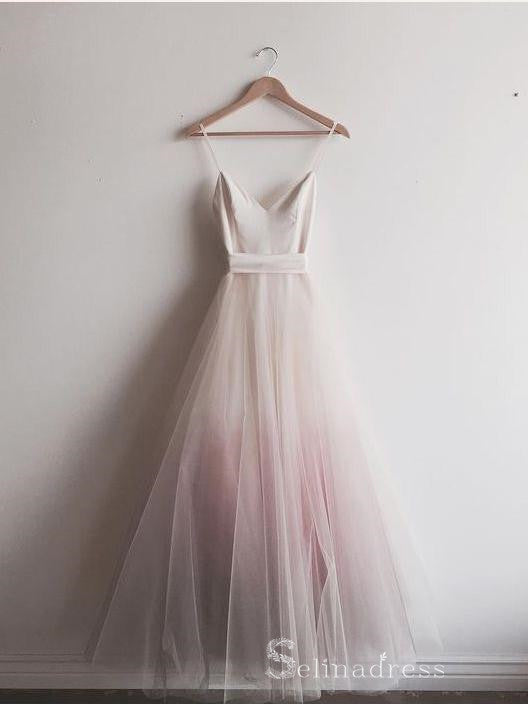 Chic A-line Spaghetti Straps Ombre Long Prom Dresses Cheap Evening Dress CBD399|Selinadress