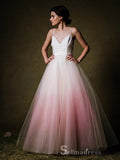 Chic A-line Spaghetti Straps Ombre Long Prom Dresses Cheap Evening Dress CBD399|Selinadress