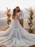 Chic A-line Spaghetti Straps Sleeveless Cheap Wedding Gowns Rustic Wedding Dresses MLH0502