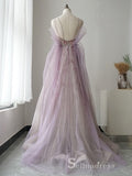 Chic A-line Spaghetti Straps Unique Long Prom Dresses Beaded Evening Dress CBD401|Selinadress