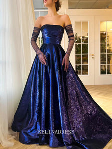 Chic A-line Strapless Elegant Royal Blue Long Prom Dress Starlight Symphony Dress #LOP205|Selinadress